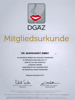 Mitgliedsurkunde DGAZ Dr. Burghardt Zimny